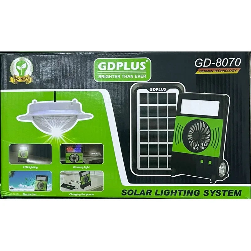 نظام إنارة شمسي مع مروحة ولمبة GD-8070